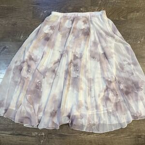 Rachel Zoe Women's Skirt Abstract Artsy Floral Fairy Romantic Side Zip M Lined